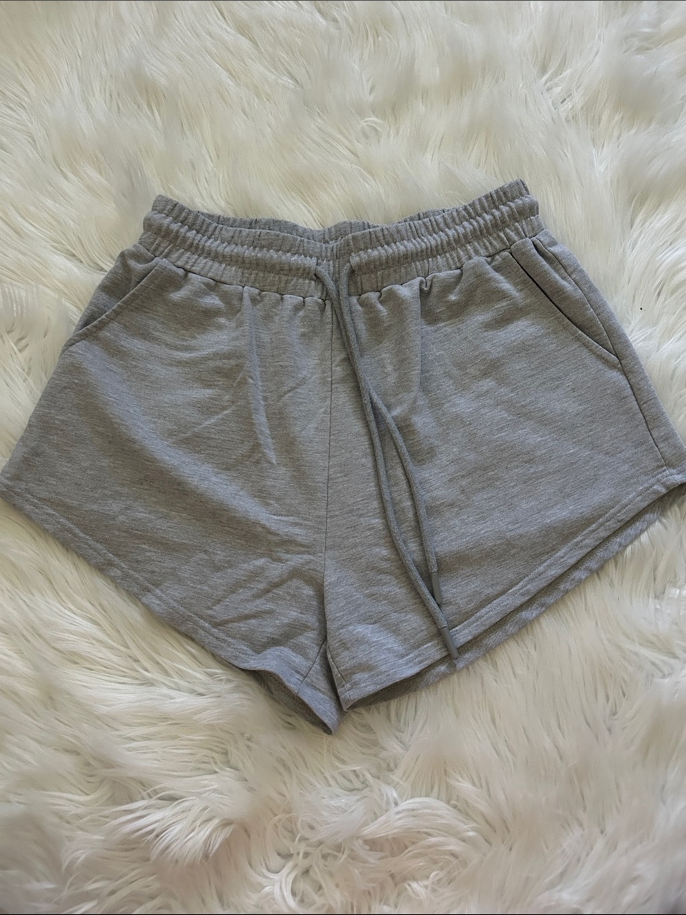 Amazon Women's Light Gray Elastic-Waist Lounge Shorts